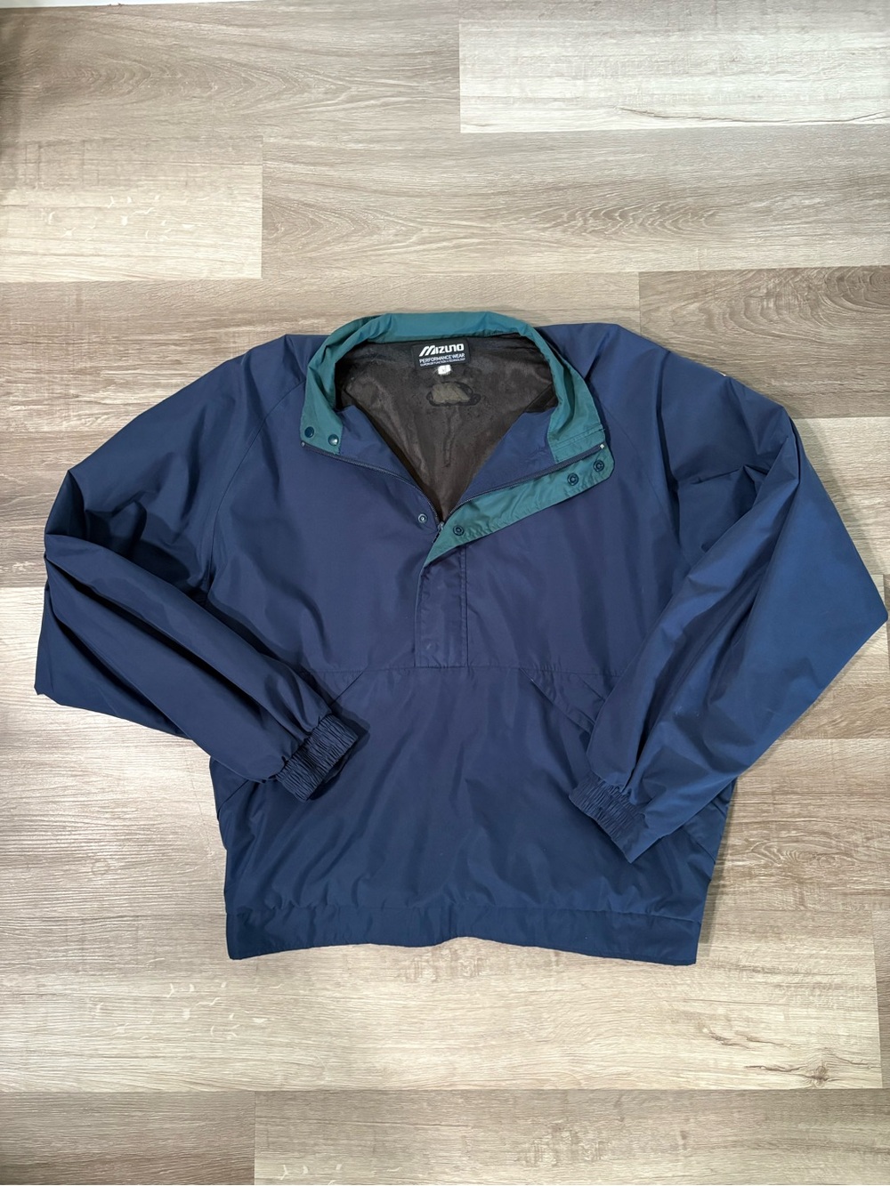 Mizuno Men's Navy Pullover Windbreaker with Teal Trim